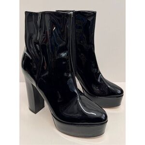 Marc Fisher Black Patent Heeled Boots Size 8.5 RAVE BOOTS FESTIVAL